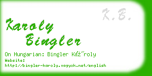 karoly bingler business card